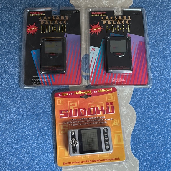 Vintage Other - LOT 3 Vintage 1994 Tiger Electronics Games Sudoku Caesar Palace Black Ja…